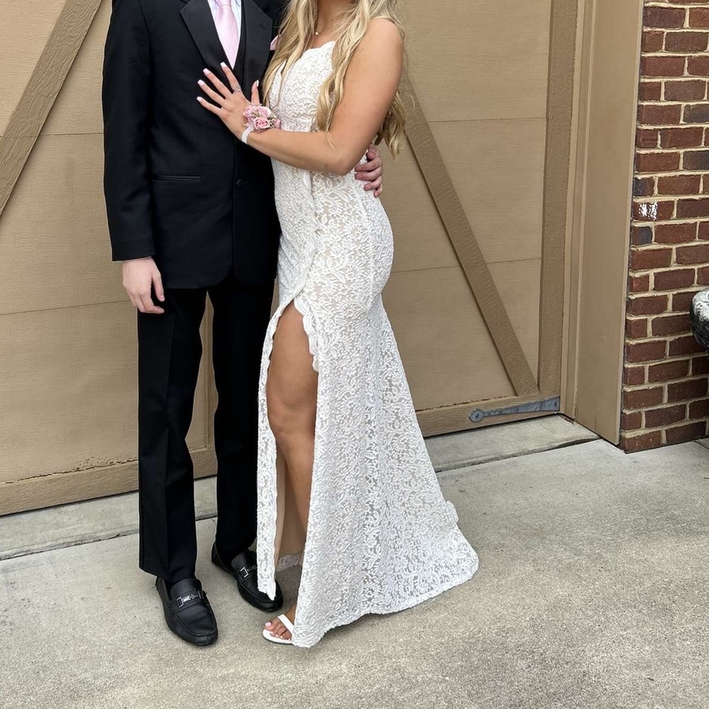 White lace prom dress